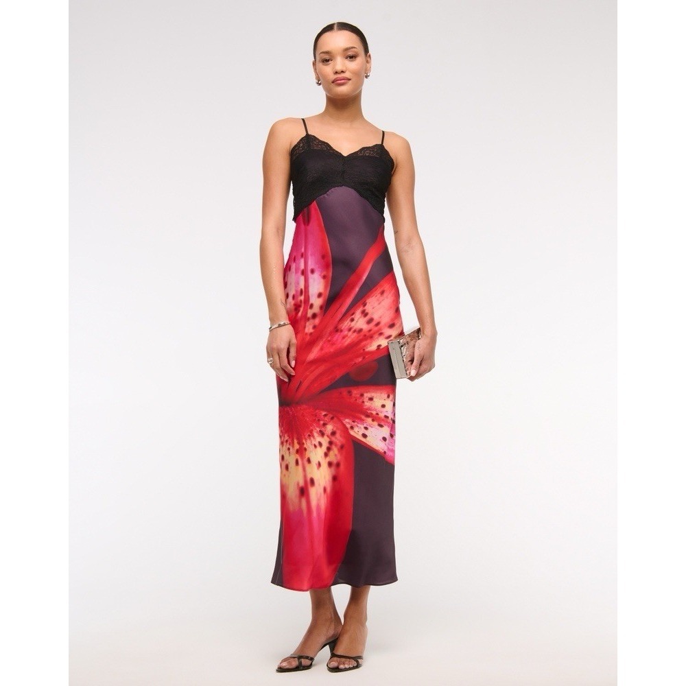 Abercrombie & Fitch Julia Slip Lace Maxi Dress Size Medium Tall MT Women's